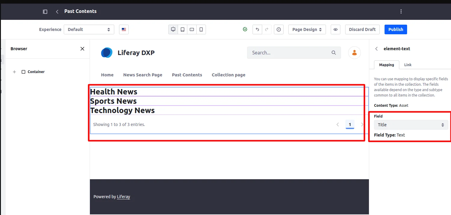 Select Title | Use of Liferay Blueprint With Collection Select_Title