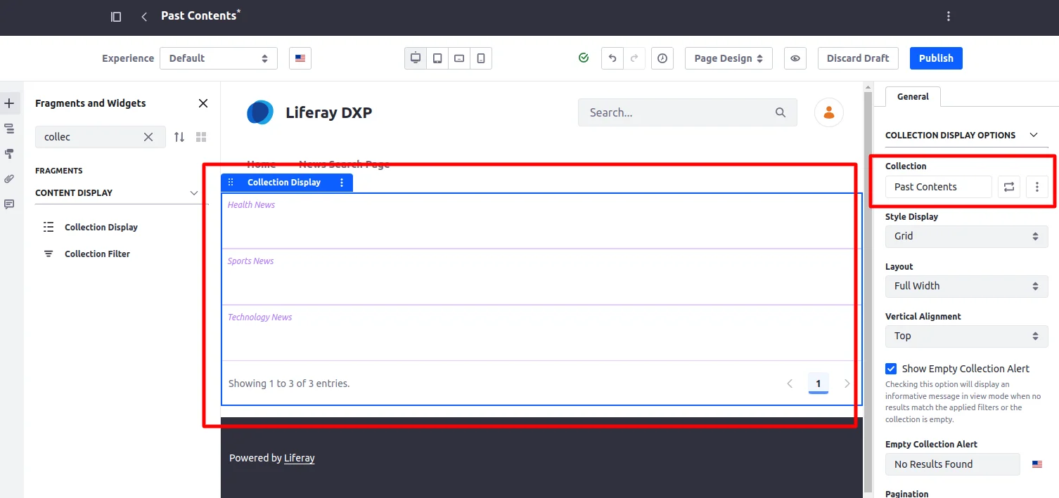 Selected Blueprint Screen | Use of Liferay Blueprint With Collection Selected_Blueprint_Screen