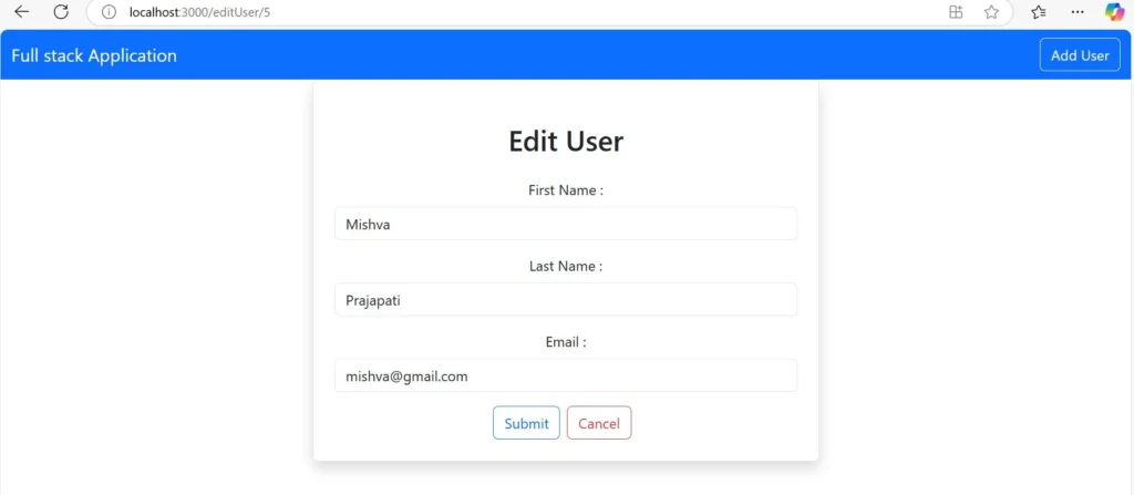 EditUser | Building a CRUD Application with React and Spring Boot EditUser