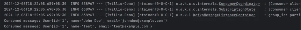 Consumer Response | Apache Kafka with Custom Objects in Spring Boot Consumer_Response