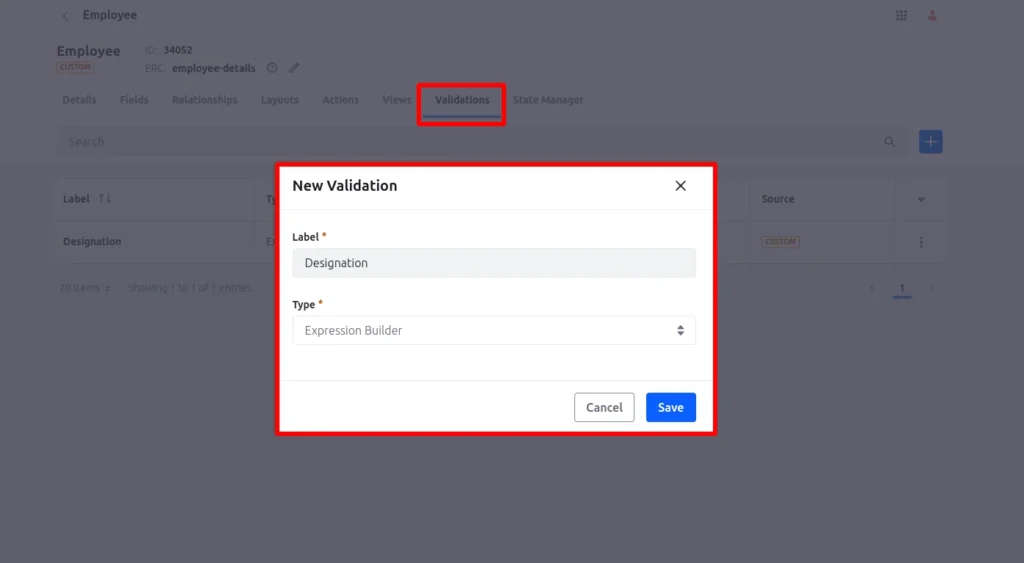 Validations Employee Liferay | Managing the State and Validation in Liferay Objects Validations-Employee-Liferay