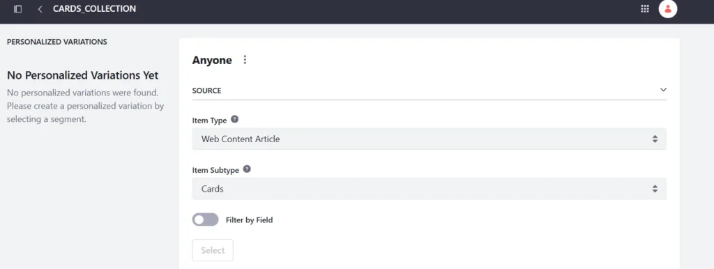 Created card collection | No More Asset Publisher : Render Web Content with Collection Providers Created card collection