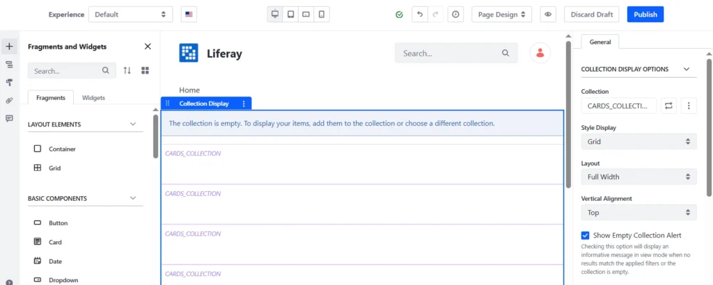 Select structure for collection display | No More Asset Publisher : Render Web Content with Collection Providers Select structure for collection display
